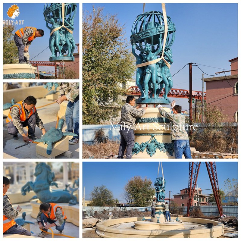 bronze horse water fountain installation process