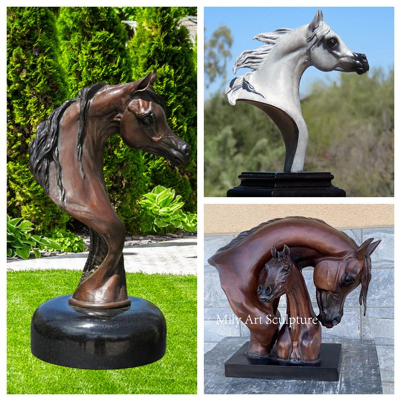 diverse bronze Arab horse head statue styles