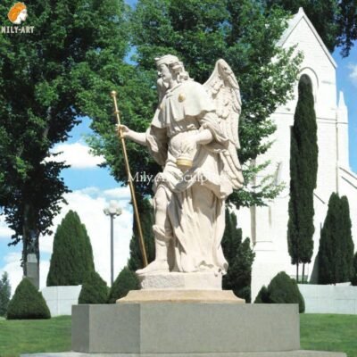 Hand Carved Marble Statue of Archangel Saint Raphael