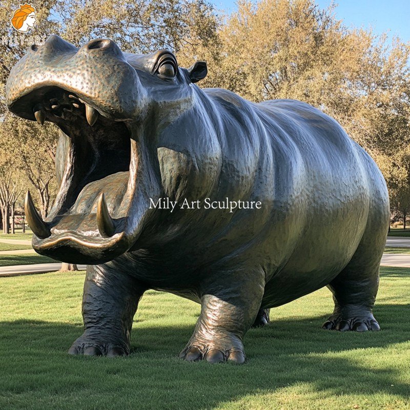 Life Size Bronze Hippo Sculpture