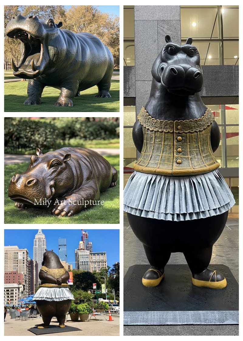 more bronze hippo sculptures