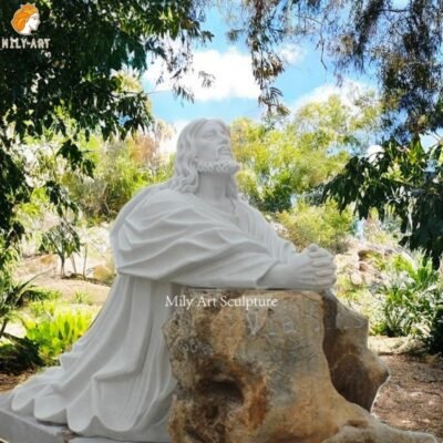 Religious Christ in Prayer Marble Statue