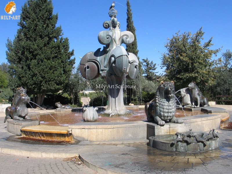 vivid outdoor bronze lion fountain