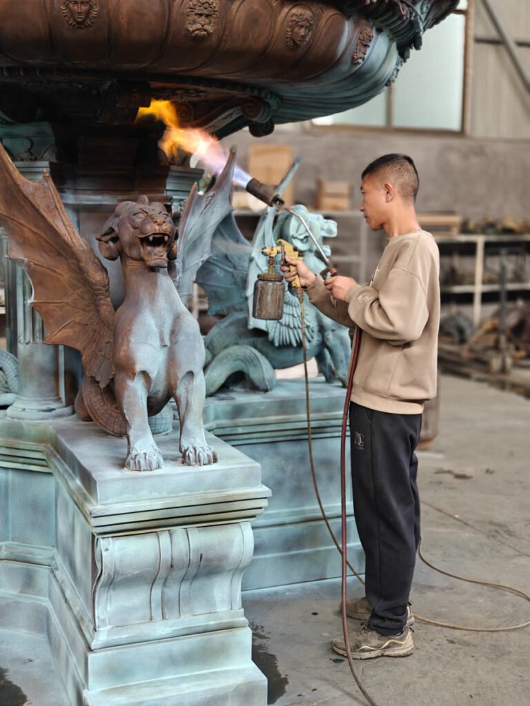 Patina for bronze gargoyle statue fountain