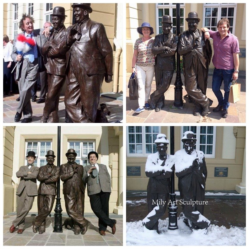 Bronze Laurel and Hardy Statues Application Scenes