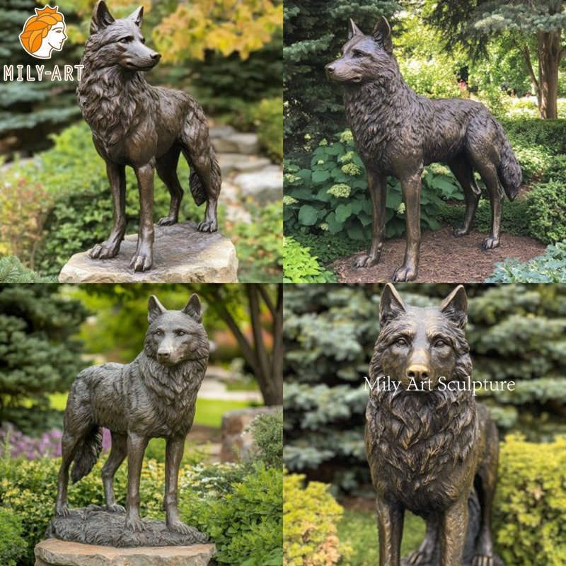 Bronze Wolf Statue Details 