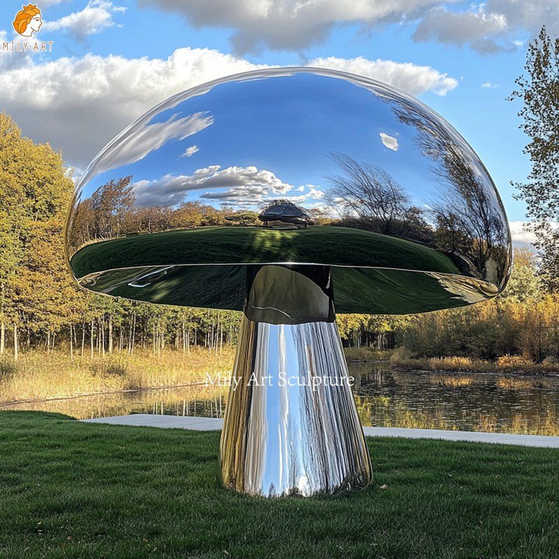 Large Polished Metal Mushroom Sculpture