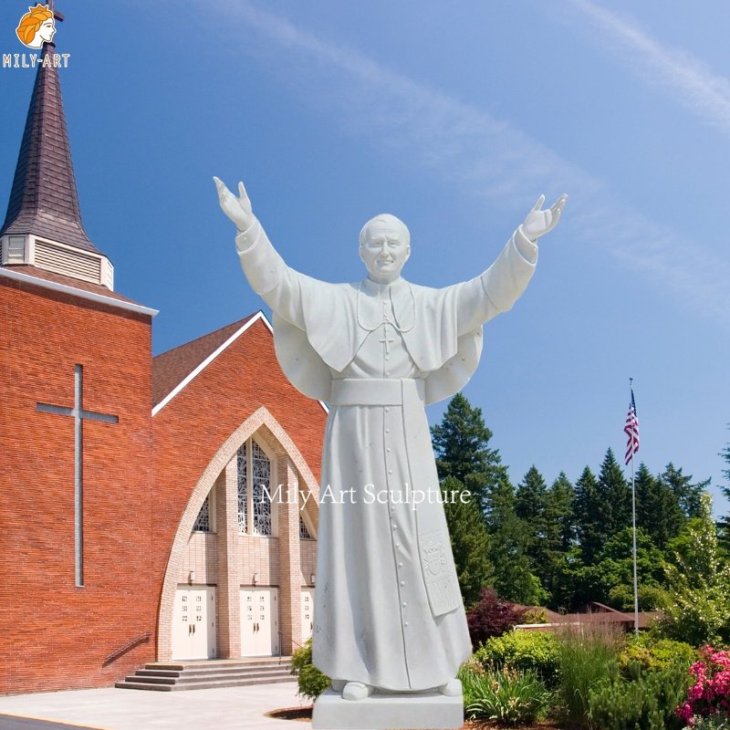 Life Size Hand Carved Marble Saint John Paul II Statue