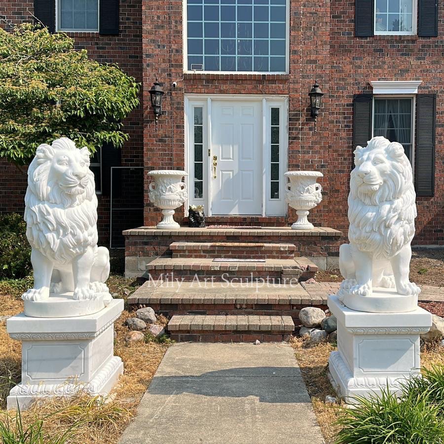 marble lion statues