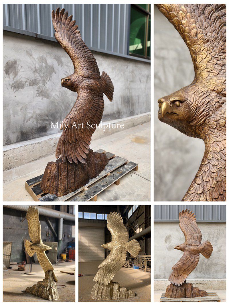 Mily Bronze American Bald Eagle Statue Display 