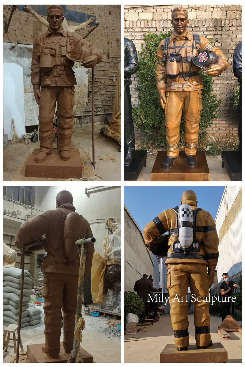 Mily factory finished bronze firefighter statue display