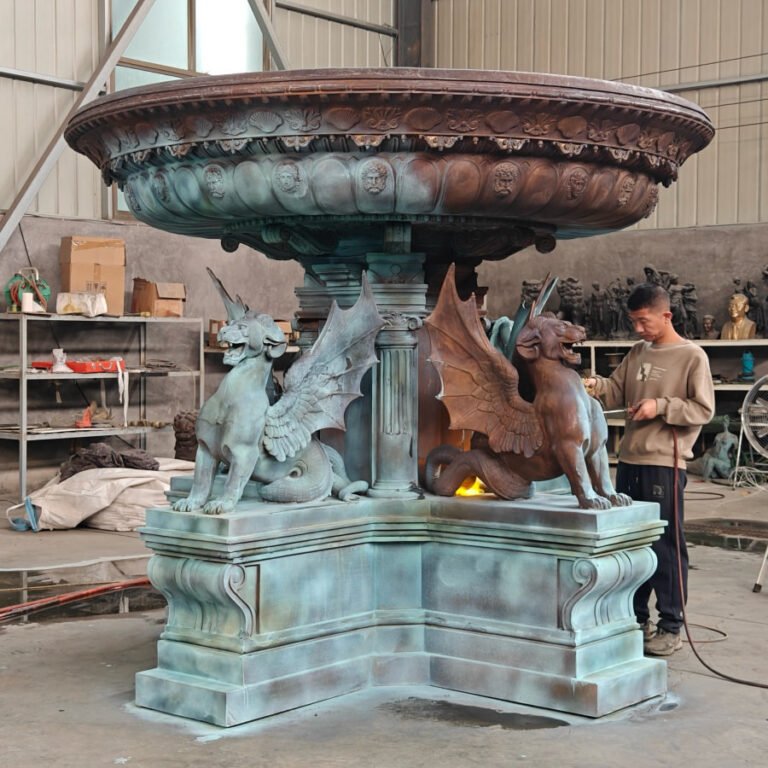 restore color and shine on an old bronze or brass statue