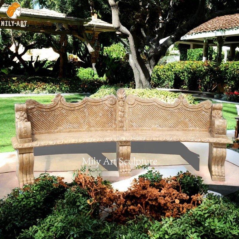 Beige Marble Bench for Garden