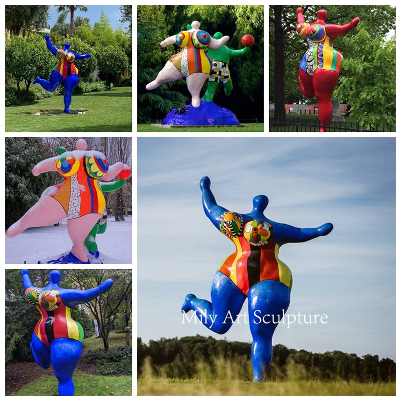 dancing large fiberglass Nana sculpture details