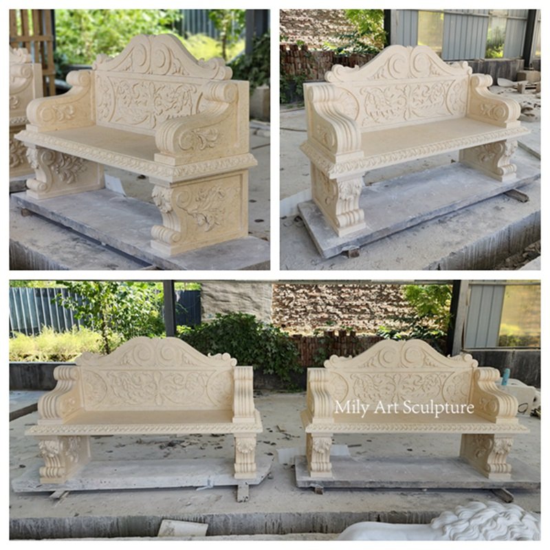 Mily factory beige marble bench display