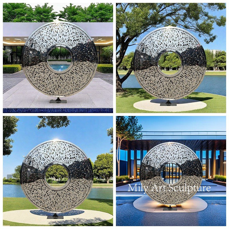 mirror stainless steel circular statue application scenes