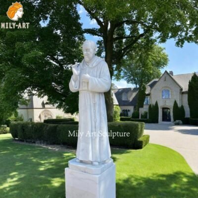 Padre Pio Carrara Marble Life-Size Sculpture