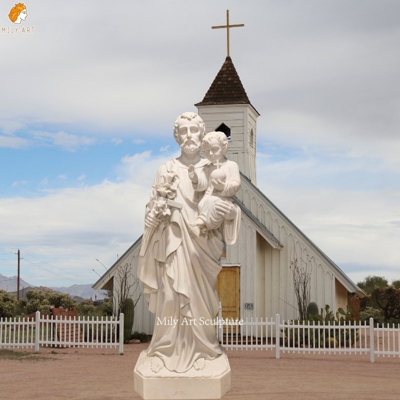 St Joseph with Holy Child Baby Jesus Marble Sculpture