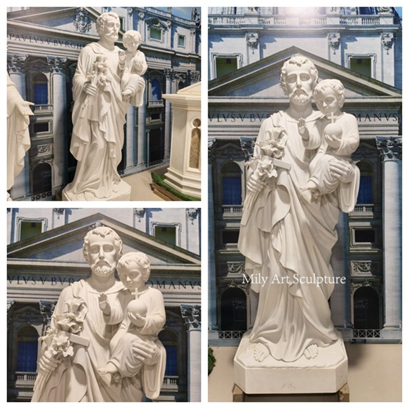 St Joseph with Holy Child Baby Jesus Marble Sculpture Details