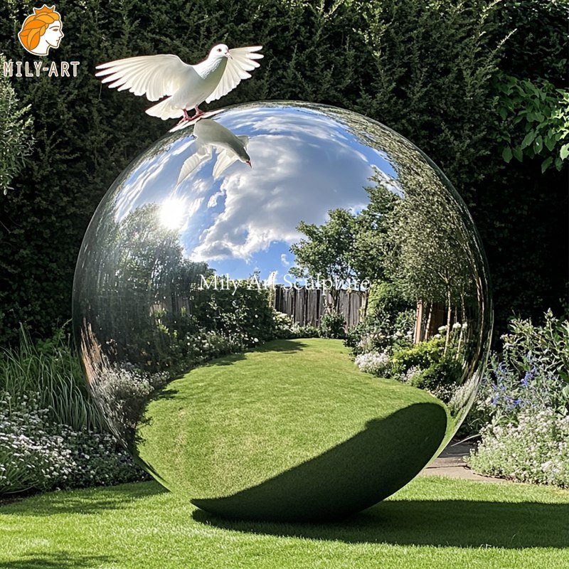 Stainless Steel Eagle Sphere Garden Sculpture