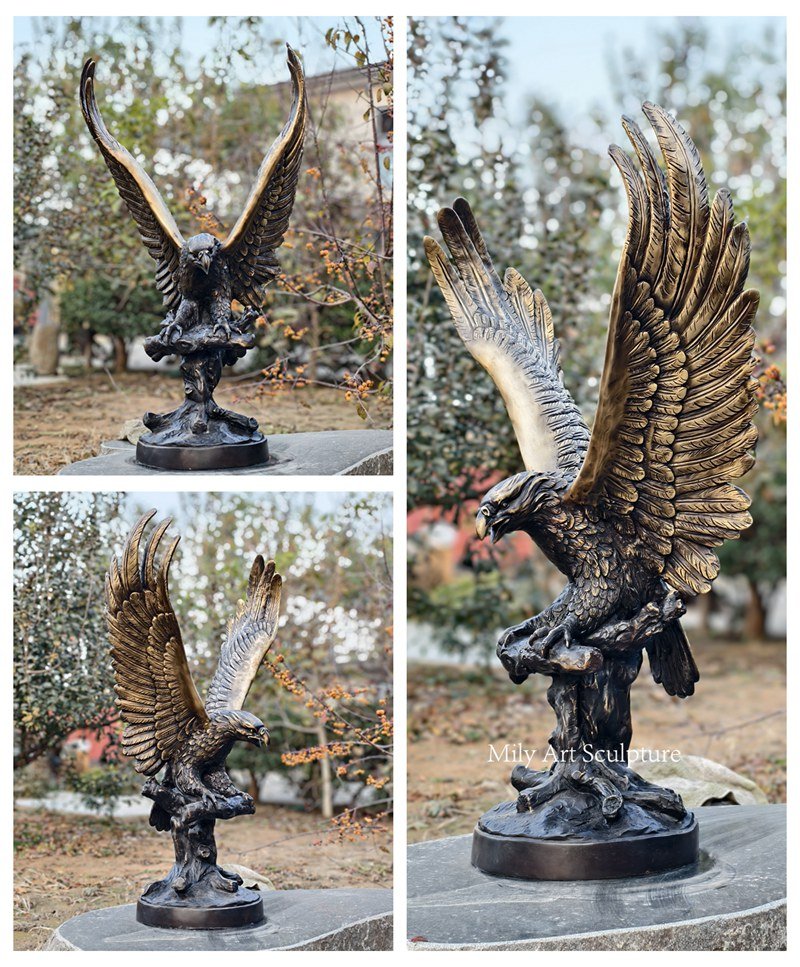 Bronze Eagle on Branch Sculpture Details