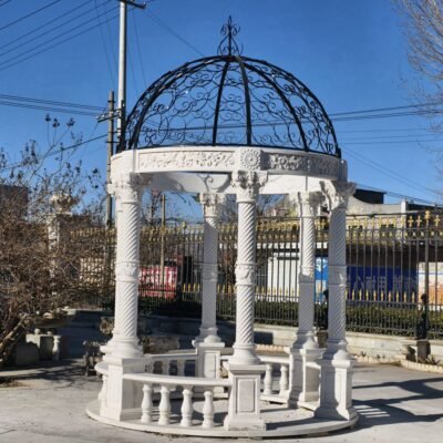 Simple Style Natural White Marble Garden Pavilion Gazebo