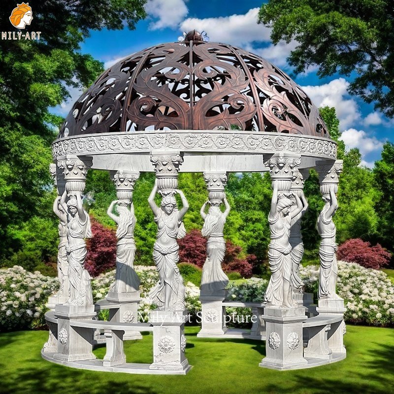 Victorian Style Marble Figurative Estate Gazebo for Garden