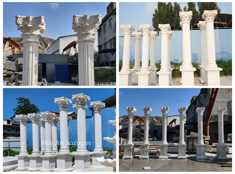 white marble corinthian greek columns details