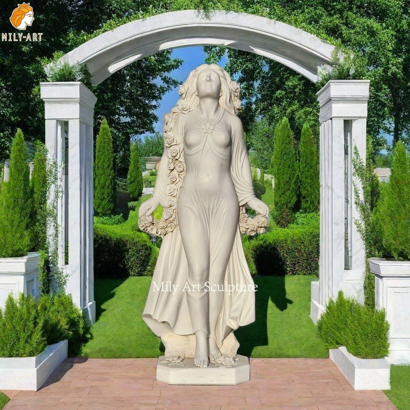 White Marble Design Decoration Lady Statue