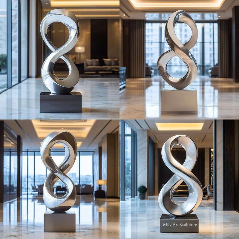 abstract 8-shaped stainless steel sculpture application scenes