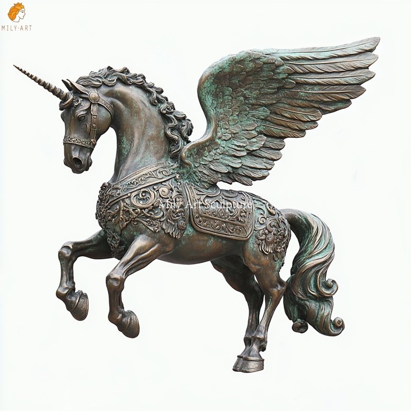 Large Bronze Flying Pegasus Winged Horse Statue