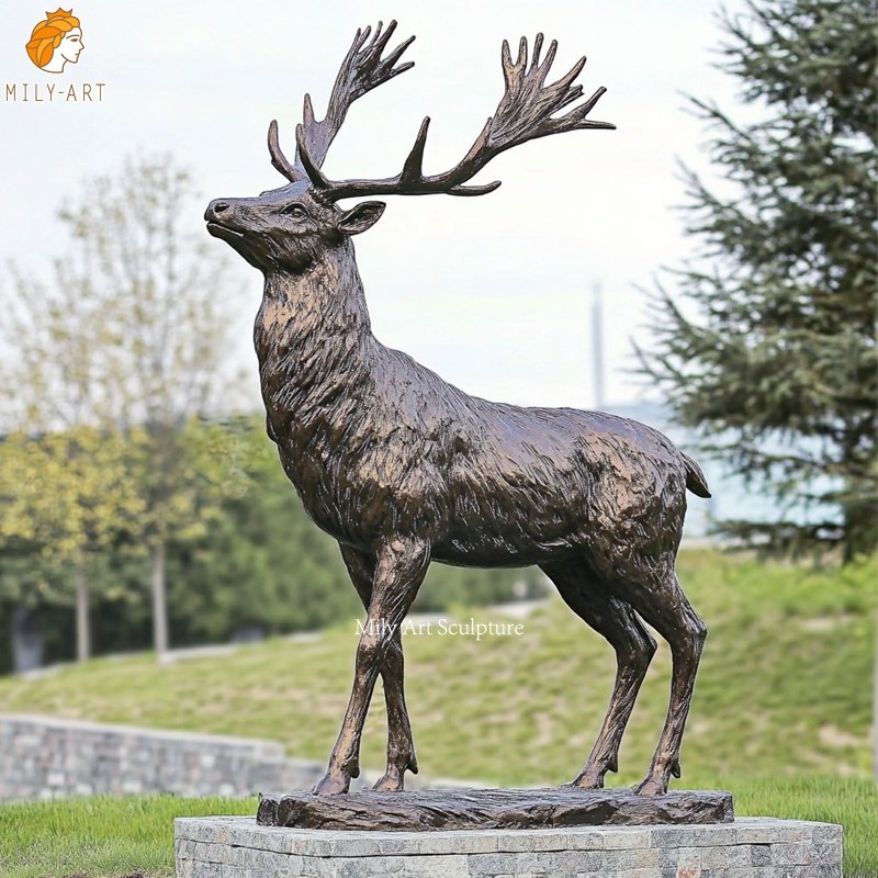 Life Size Bronze Stag Statue for Outdoor Decor