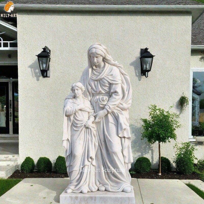 Life Size Marble St Anne and Mary Outdoor Statue