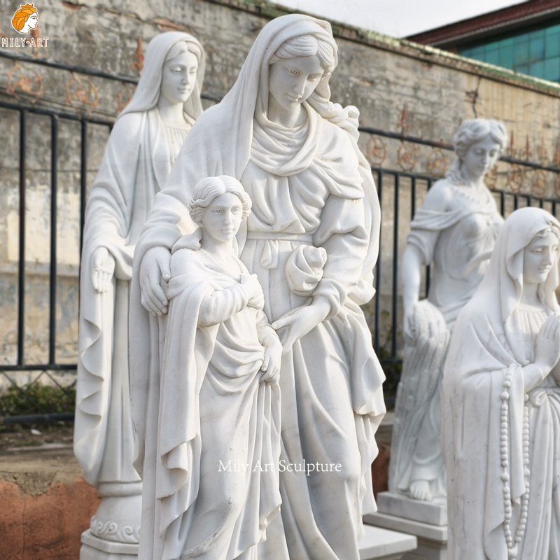 Marble St Anne And Mary Outdoor Statue