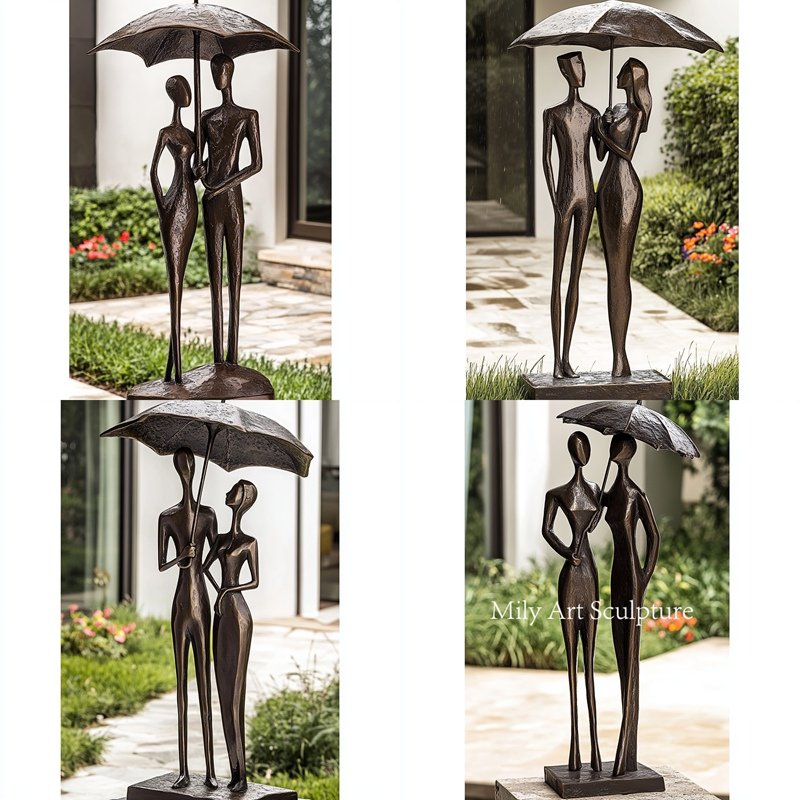 More Bronze Loving Couple Under Umbrella Sculptures