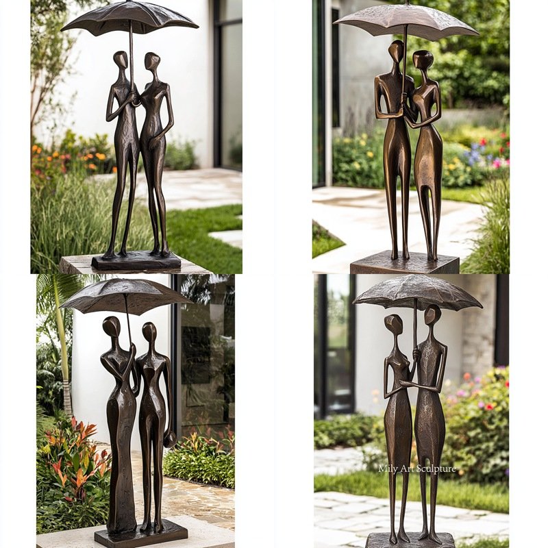 More Bronze Loving Couple Under Umbrella Statues