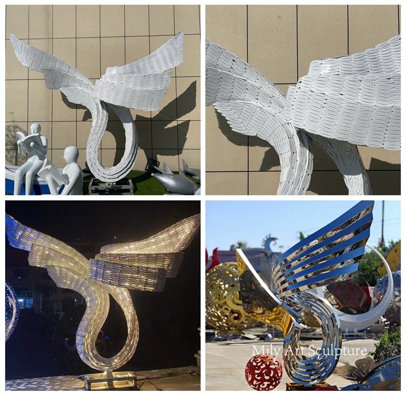 Stainless Steel Abstract Wing Sculpture from Mily Factory