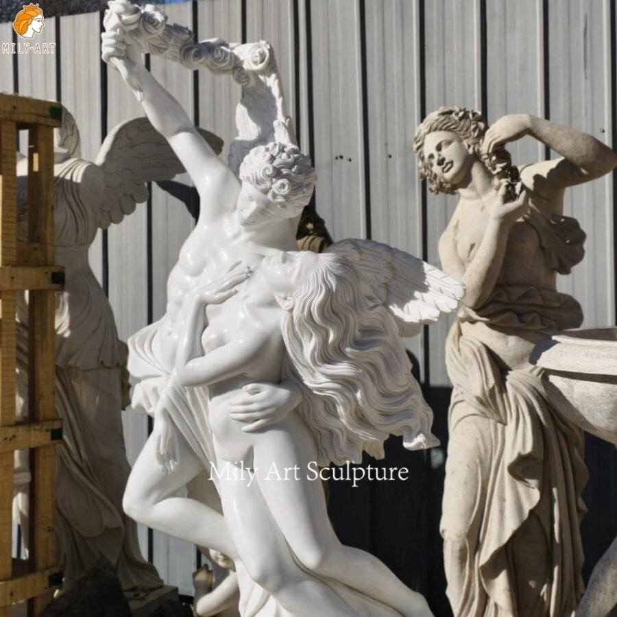 New Style White Apollo And Daphne Marble Statue Side Detail