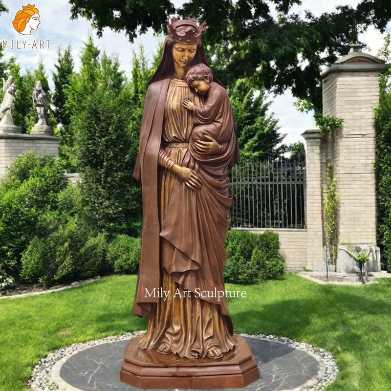 Life Size Bronze Mother Mary and Baby Jesus Statue