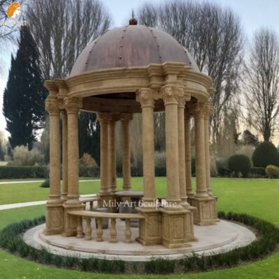 Large Golden Yellow Granite Gazebo for Garden Decor